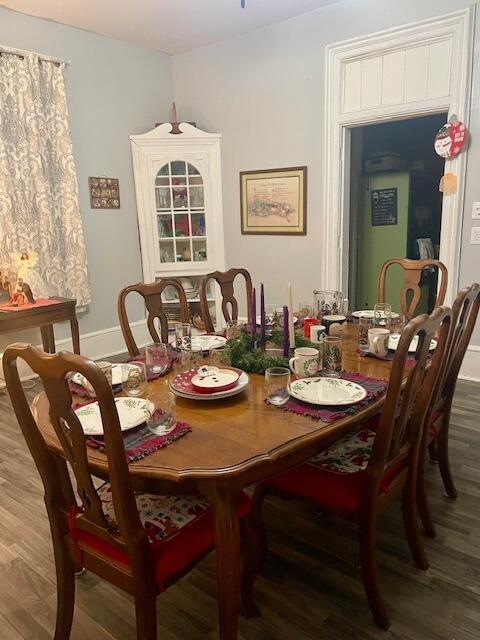 dining space featuring hardwood / wood-style floors