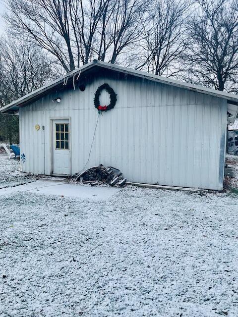 view of snow covered structure