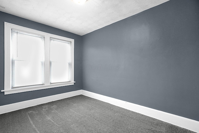 empty room featuring carpet floors and a textured ceiling