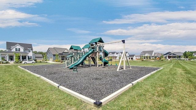 view of jungle gym with a yard