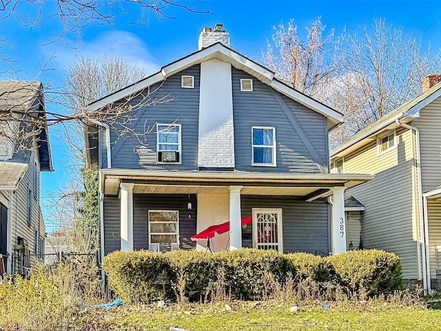 view of front facade featuring covered porch