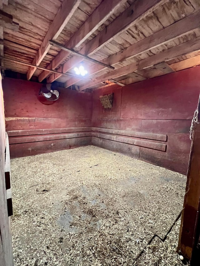 basement with wooden ceiling