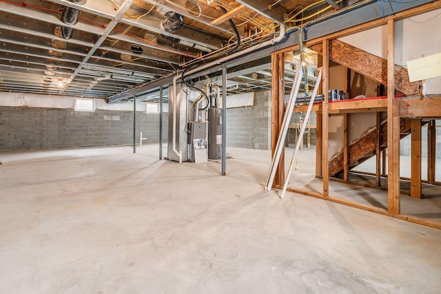 basement with electric water heater