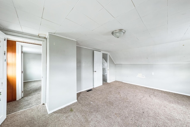 additional living space featuring carpet flooring and lofted ceiling