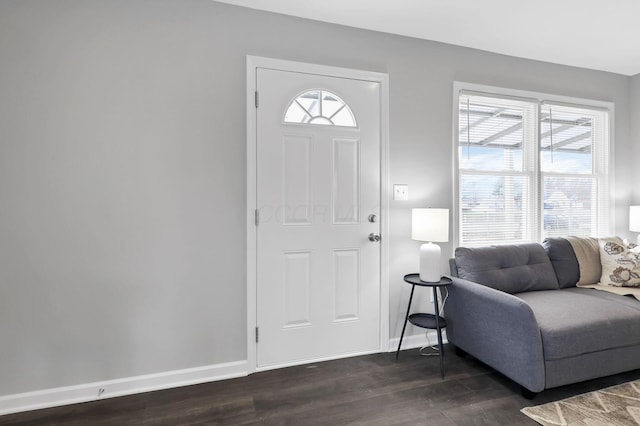 foyer entrance with dark hardwood / wood-style floors