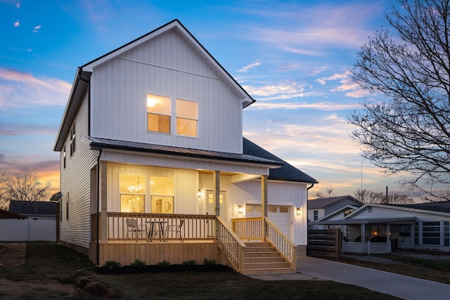 view of front facade featuring covered porch