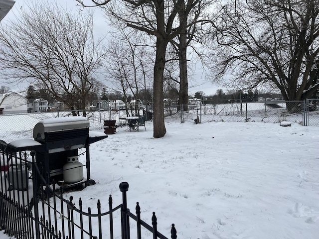 view of yard covered in snow