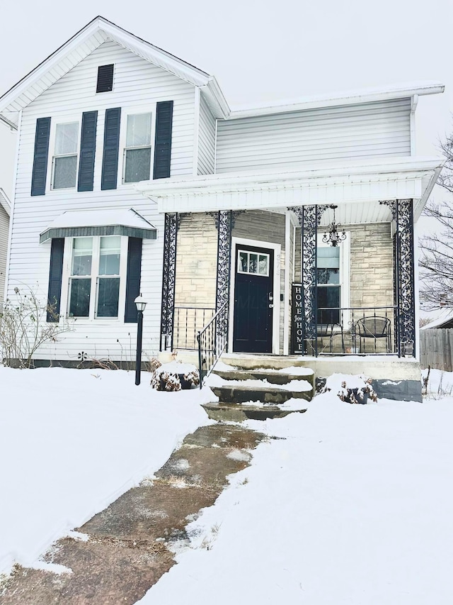 view of front of house with covered porch