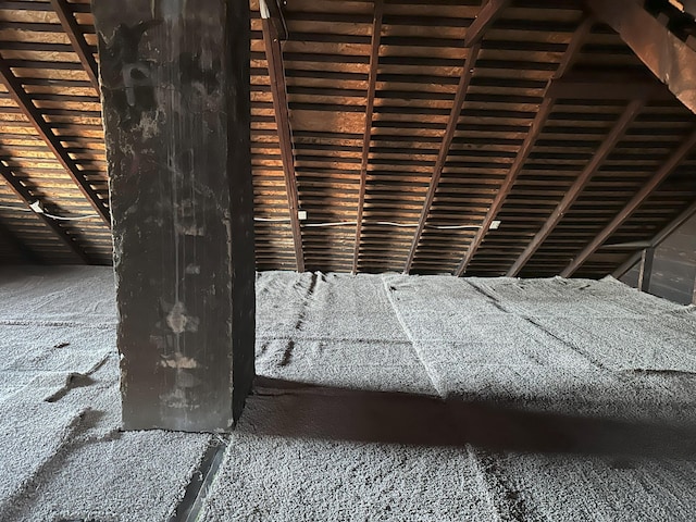 view of unfinished attic