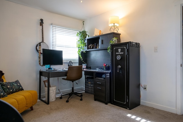 view of carpeted home office