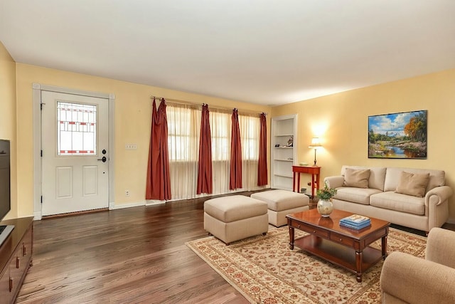 living room with wood-type flooring