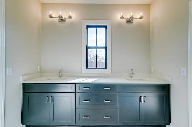 full bathroom featuring double vanity and a sink