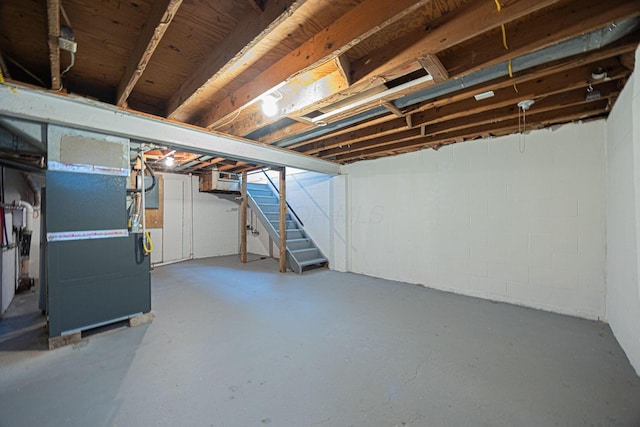 basement with heating unit