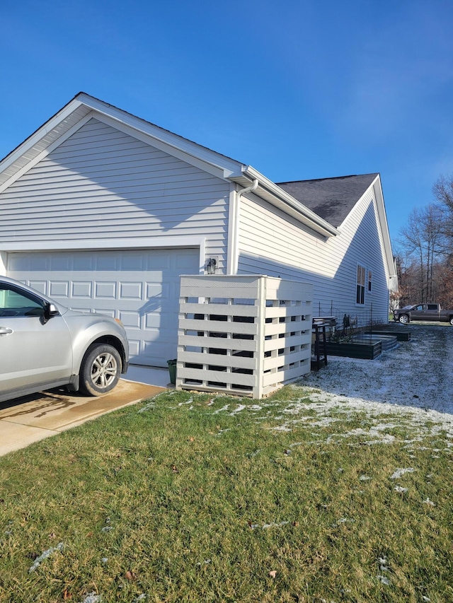 view of property exterior with a yard