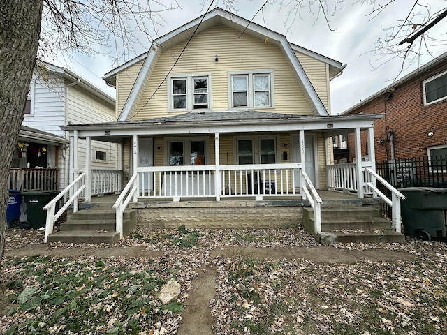 view of front facade featuring covered porch