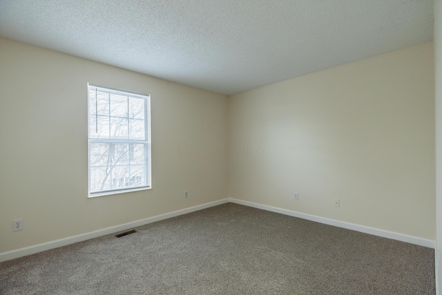 carpeted spare room featuring a textured ceiling