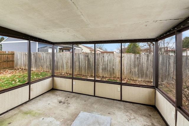 view of unfurnished sunroom