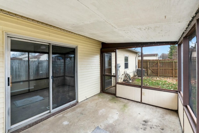 view of unfurnished sunroom