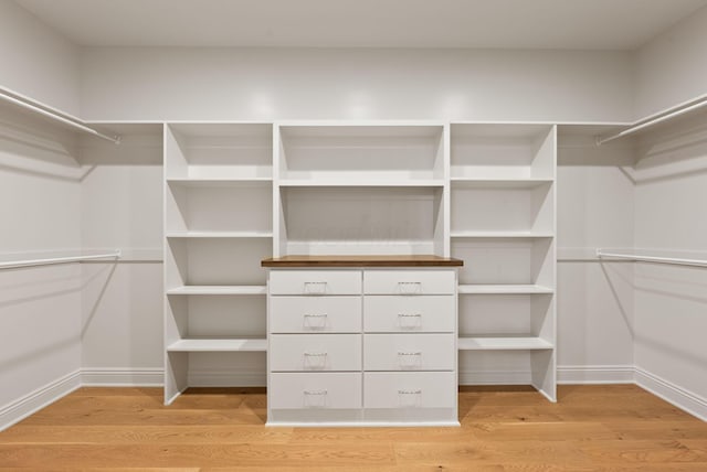 walk in closet featuring light wood-style flooring