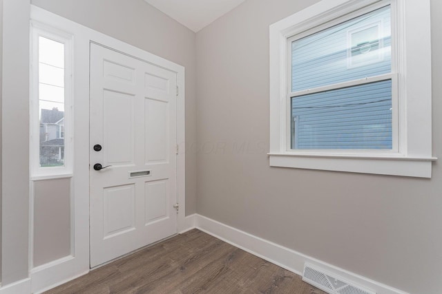 doorway featuring wood-type flooring