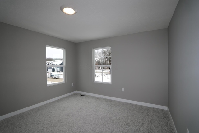 carpeted spare room featuring a healthy amount of sunlight