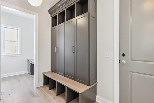 mudroom with light wood-type flooring