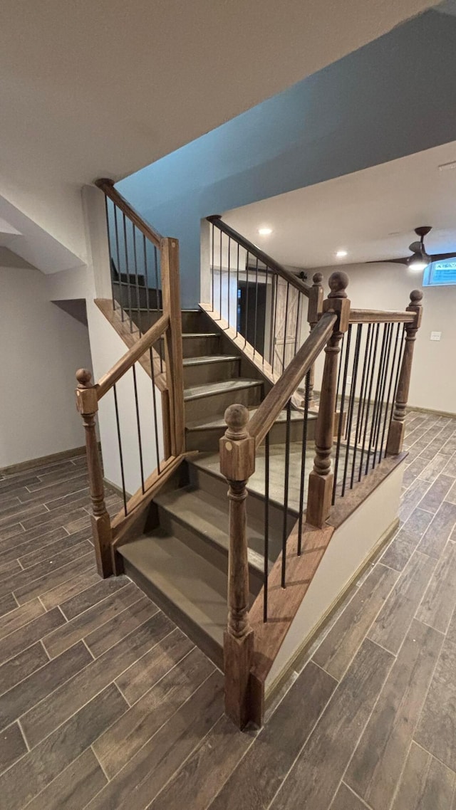 stairs with wood finish floors