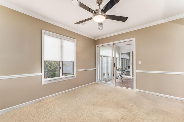 82 Bishop Sq, Columbus, OH 43209 - carpeted spare room with ornamental molding and a ceiling fan