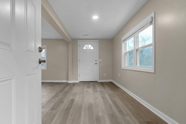 foyer entrance featuring light hardwood / wood-style floors