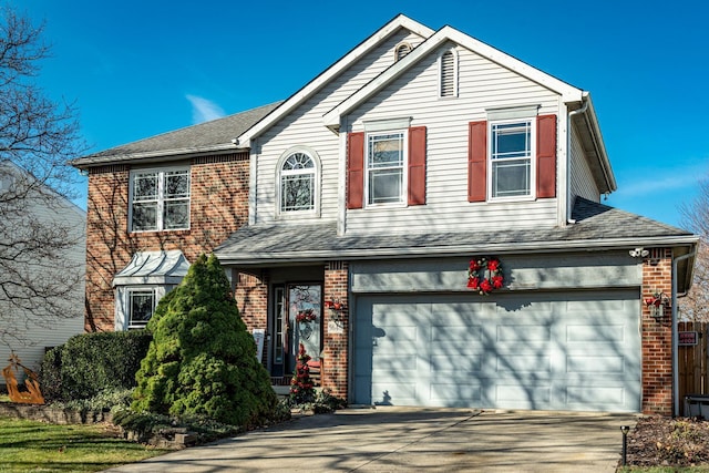 front facade with a garage