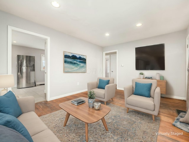 living room featuring light hardwood / wood-style floors