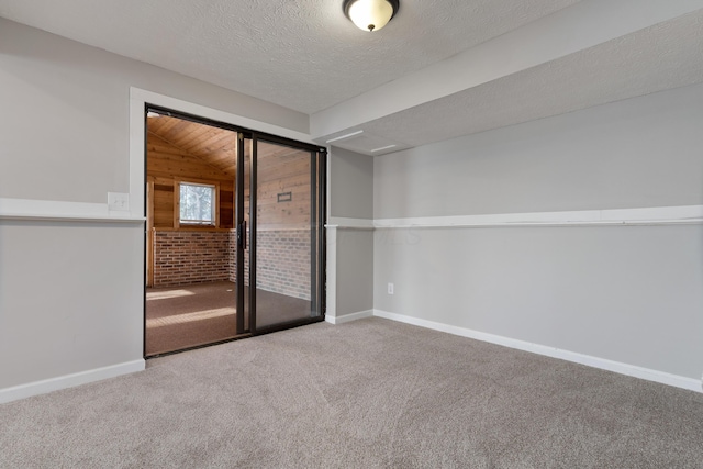 empty room featuring carpet and a textured ceiling