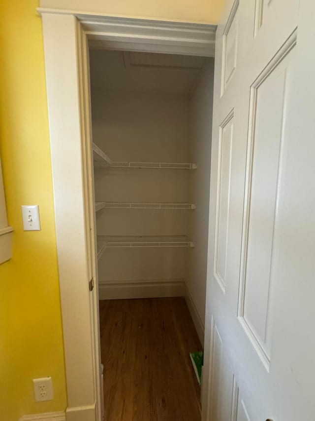 interior space with dark hardwood / wood-style floors