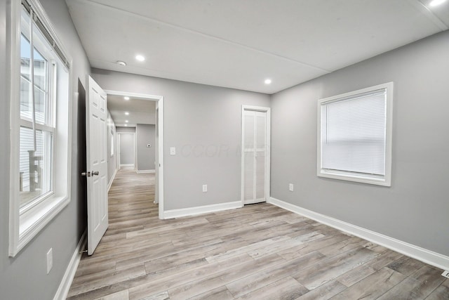 unfurnished bedroom featuring light hardwood / wood-style flooring