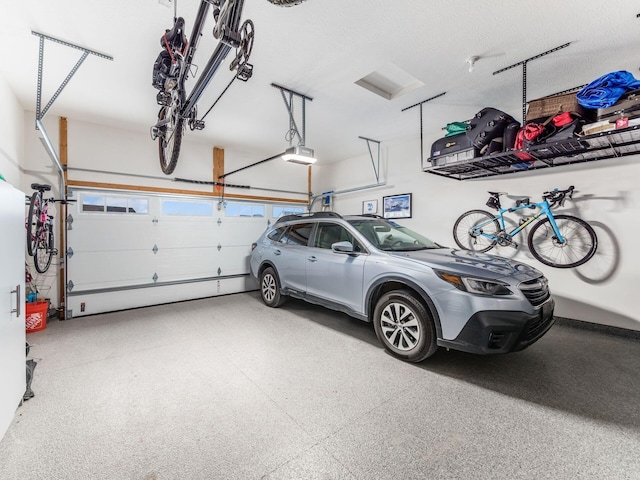 garage with a garage door opener