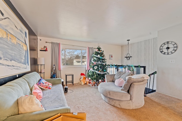 living room featuring carpet