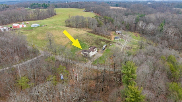 bird's eye view featuring a rural view