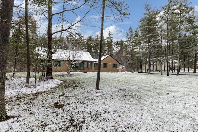 view of yard covered in snow