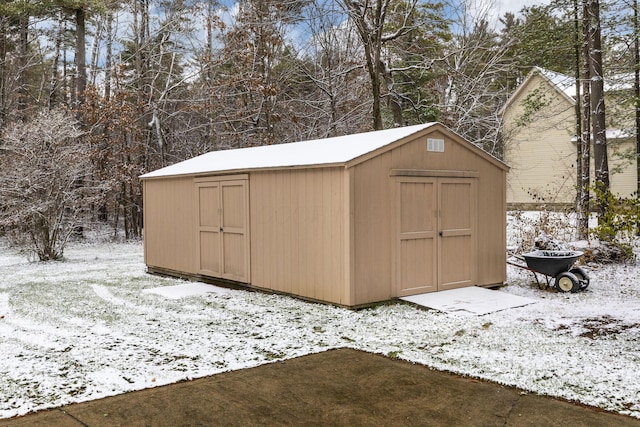 view of snow covered structure