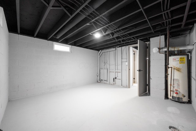 basement featuring gas water heater