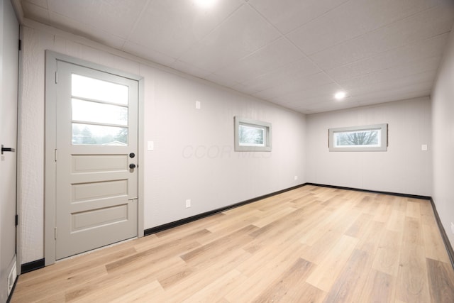 entryway featuring plenty of natural light and light hardwood / wood-style flooring