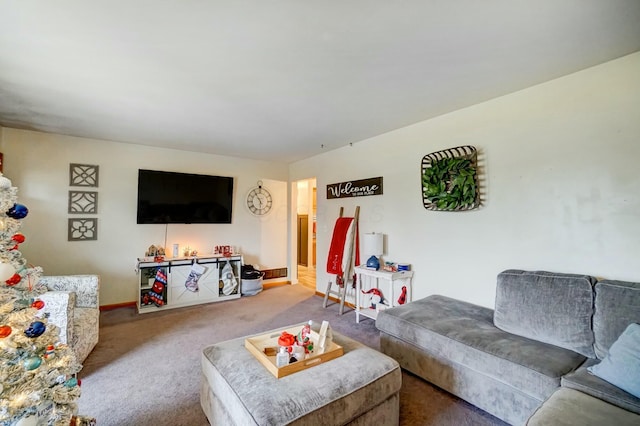 living room featuring carpet flooring