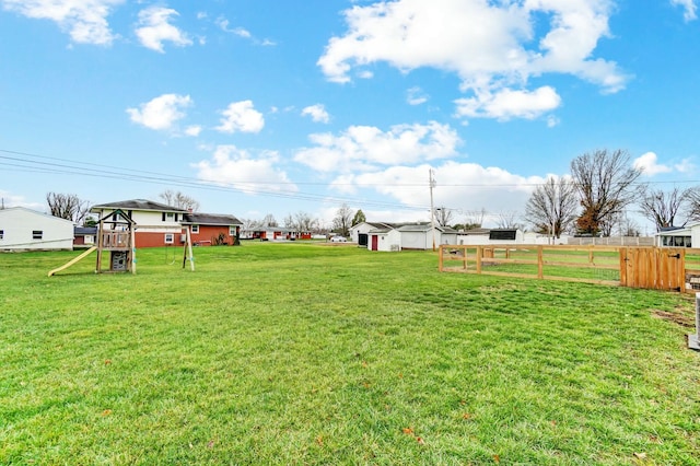 view of yard with a playground