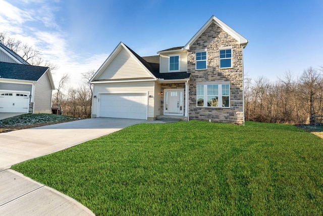 view of front of home with a front yard