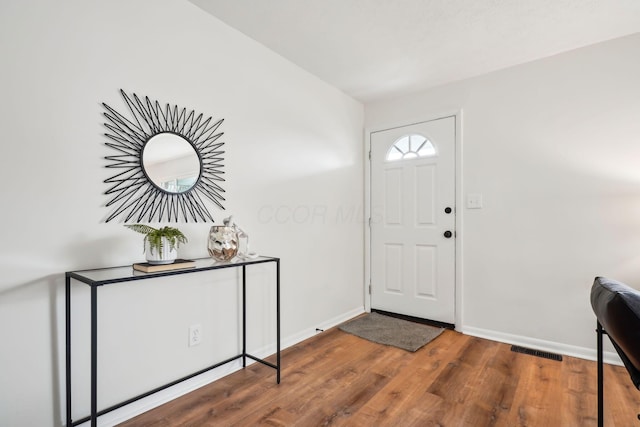 foyer entrance featuring wood-type flooring