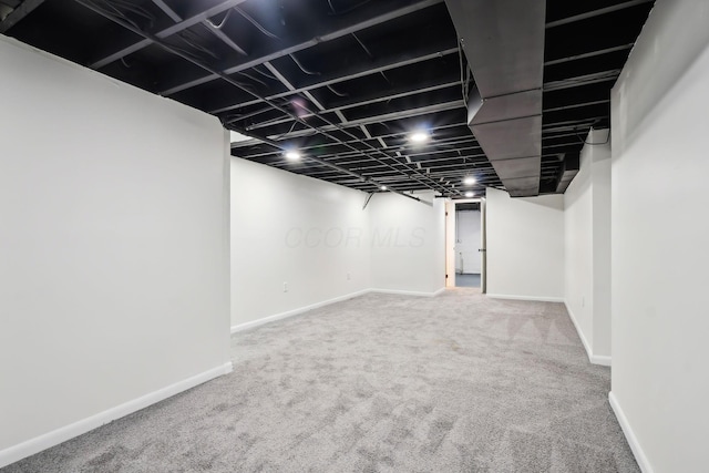 basement with carpet