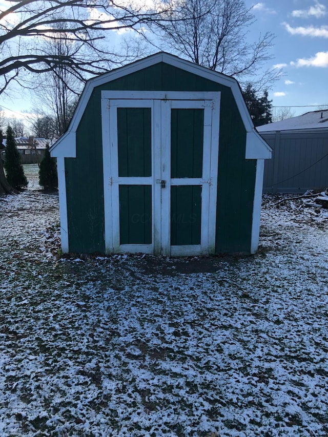 view of snow covered structure