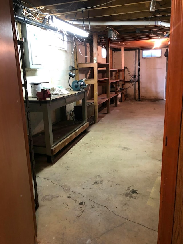 basement with plenty of natural light