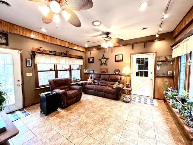 view of tiled living room