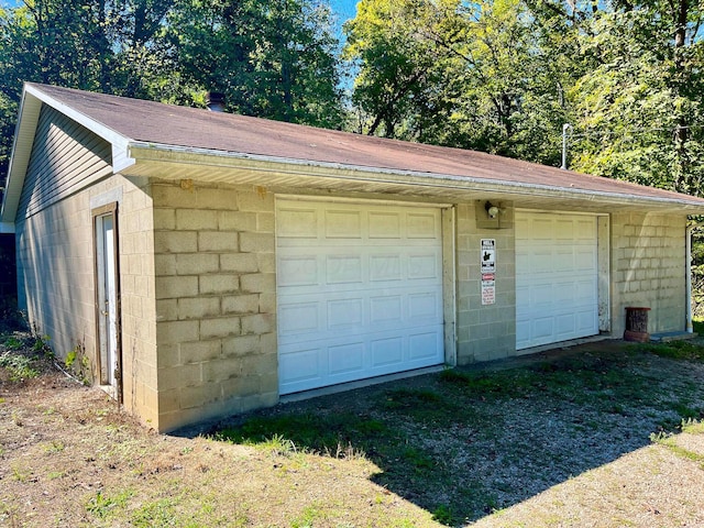 view of garage